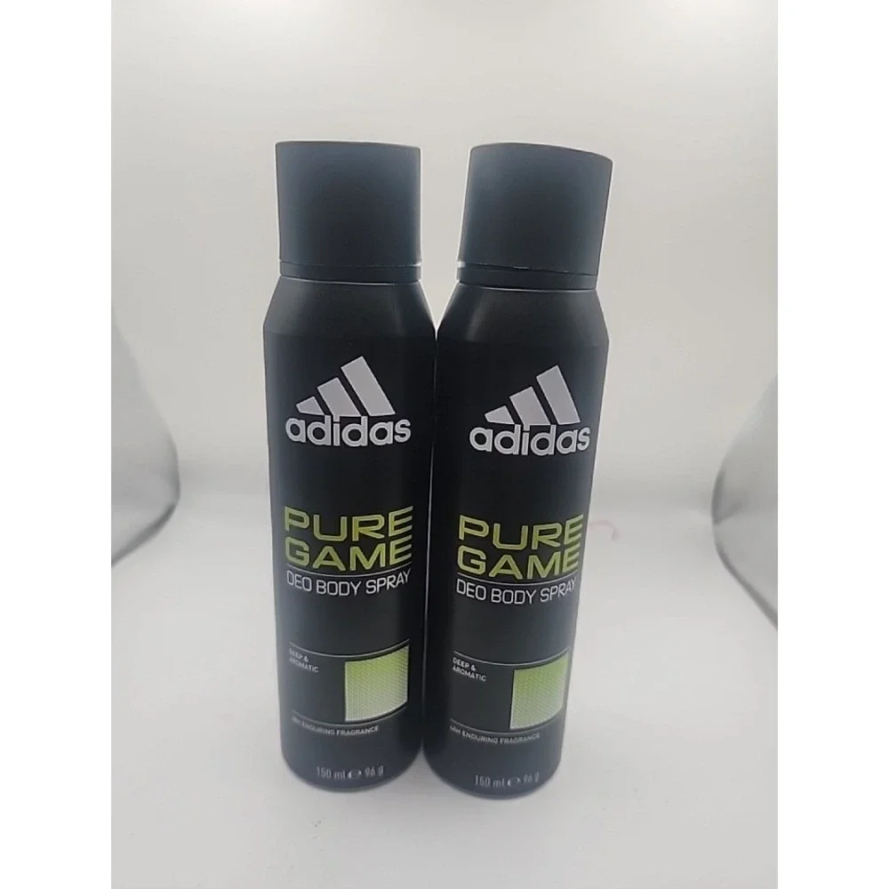 2 x ADIDAS PURE GAME for Men 5 oz 150 ml DEODORANT BODY SPRAY Deep & Aromatic